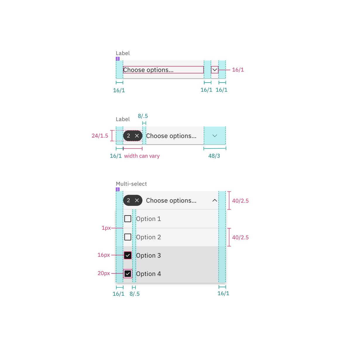 Structure and spacing for a multiselect dropdown